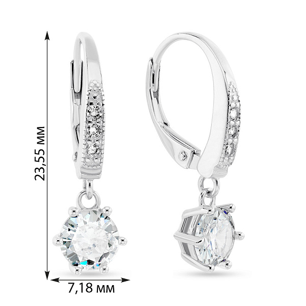 Сережки-підвіски зі срібла з фіанітами (арт. 7502/4509) – зображення 2