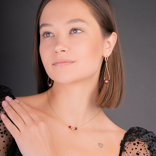 Золотые серьги-подвески Francelli (арт. 1091240жфмлн) – изображение 4