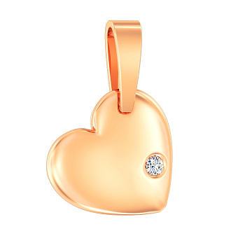 Фото Золотая подвеска «Сердечко» с фианитом (арт. 440362)