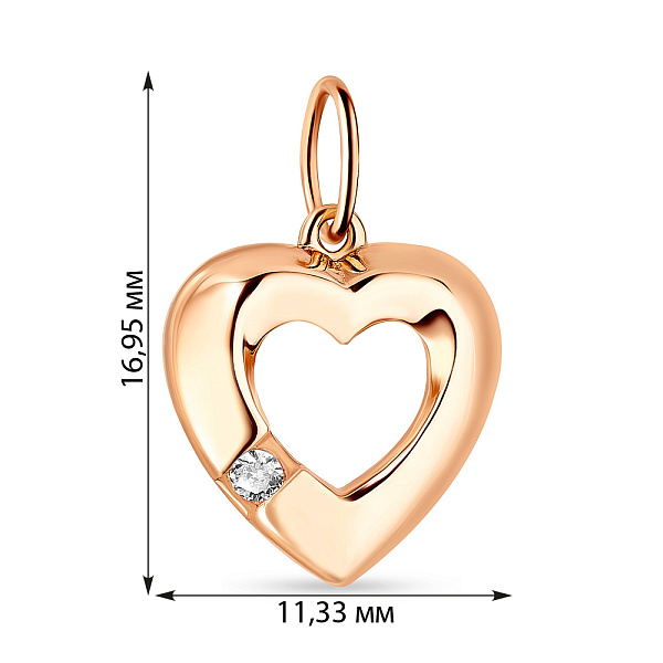 Кулон золотой Сердце с фианитом (арт. 424273) – изображение 2