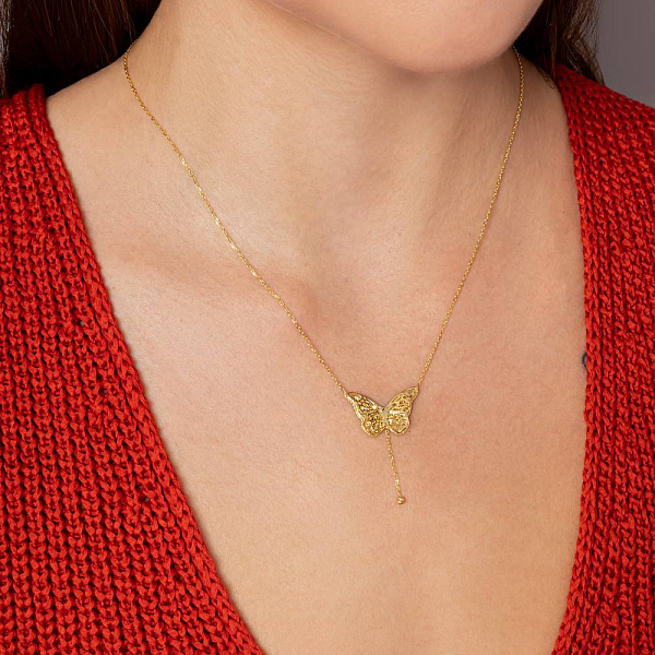 Колье из желтого золота Бабочка Francelli (арт. 361428ж) – изображение 3