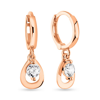 Золотые серьги с подвесками и фианитами (арт. 109180)