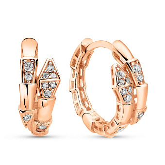 Золоті сережки Змія з фіанітами (арт. 1091094/15)