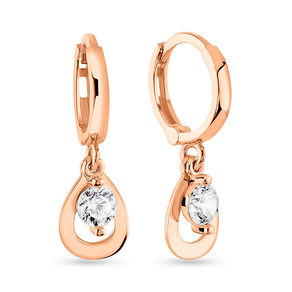 Золотые серьги с подвесками и фианитами (арт. 109180) – изображение 1