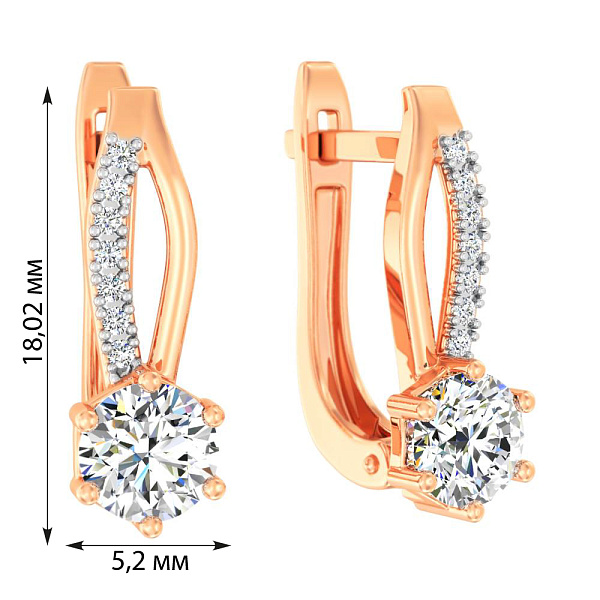 Сережки из красного золота с фианитами (арт. 110879) – изображение 2