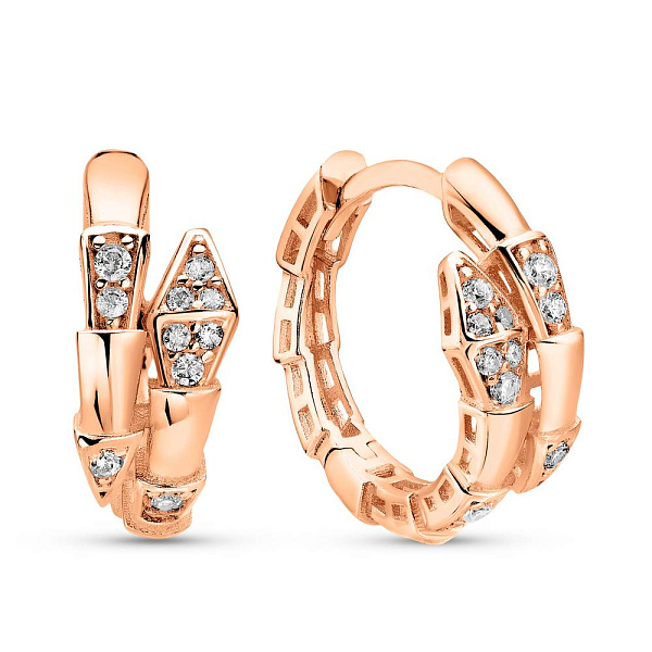 Золотые серьги Змея с фианитами (арт. 1091094/15) – изображение 1