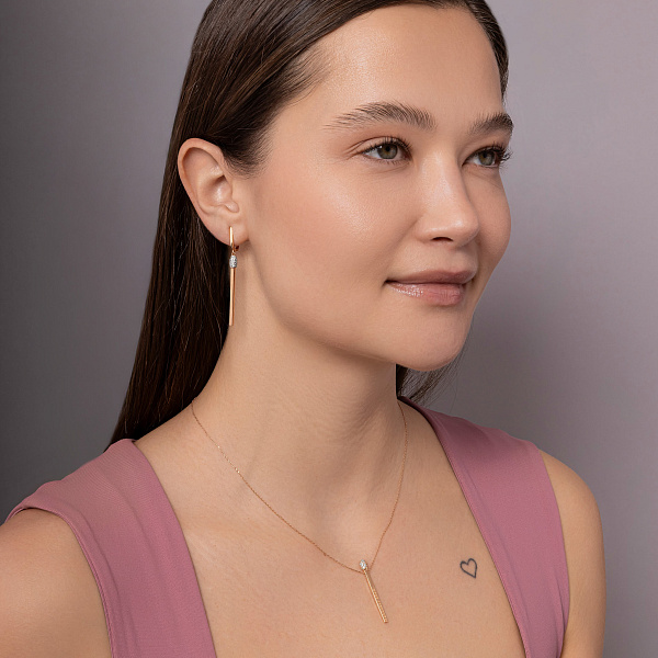 Золотое колье "Спичка" с фианитами (арт. 351408) – изображение 4