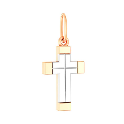 Крестик из красного и белого золота  (арт. 440751кб)
