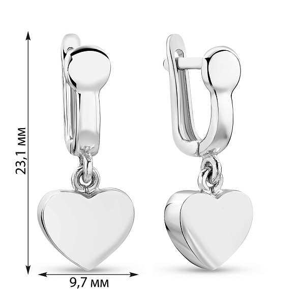 Золотые серьги с подвесками «Сердечки» (арт. 106413б) – изображение 2