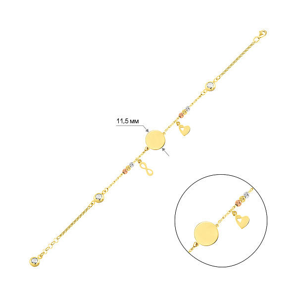 Золотой браслет с подвесками (арт. 325162/10жбкП2) – изображение 4