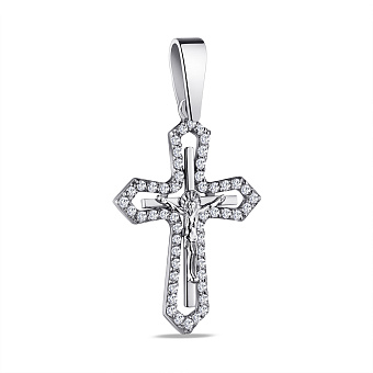 Фото Серебряный крестик с распятием и с фианитами  (арт. 7504/2-0225.0.2)