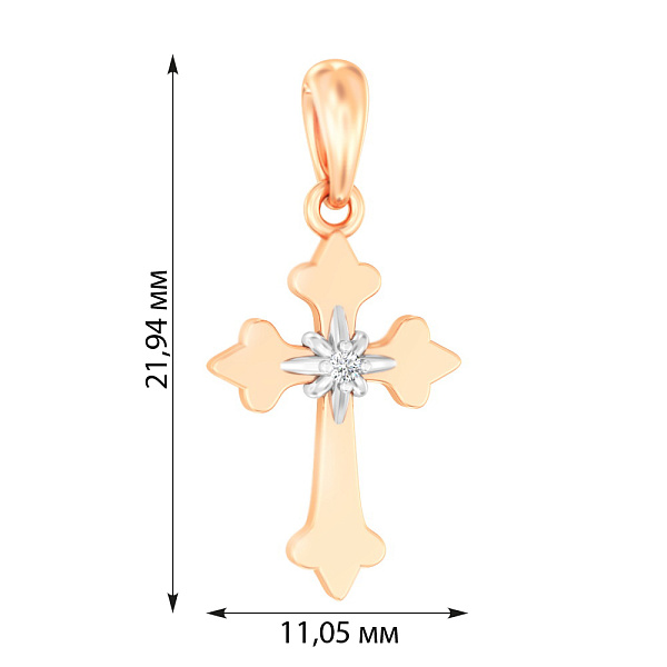 Хрестик золотий з фіанітом (арт. 440636) – зображення 3