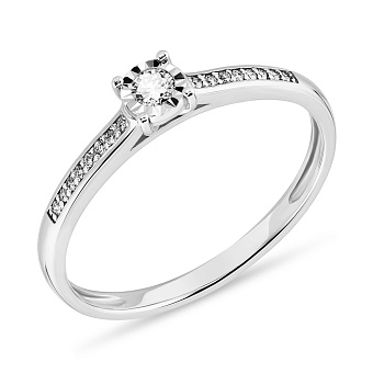 Фото Каблучка з білого золота з діамантами (арт. К011132010б)