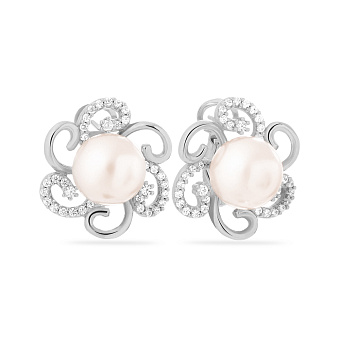 Фото Серьги из белого золота с жемчугом (арт. 104058бпрлб)