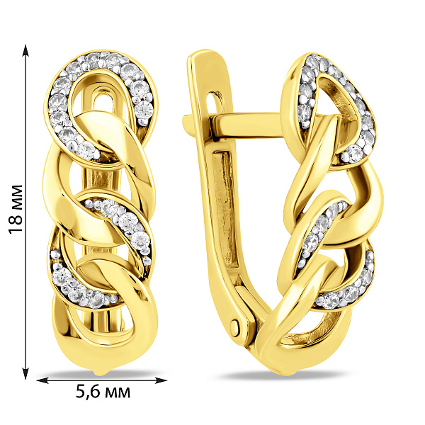 Сережки з жовтого золота Ланки з фіанітами (арт. 110311ж) – зображення 2