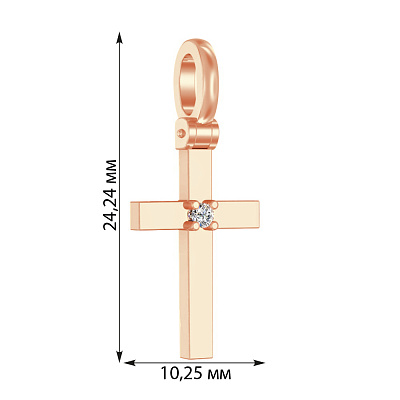 Золотая подвеска-крестик с бриллиантом (арт. П011022)