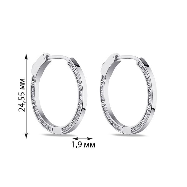 Серьги-кольца из серебра с фианитами (арт. 7502/4463/25) – изображение 2