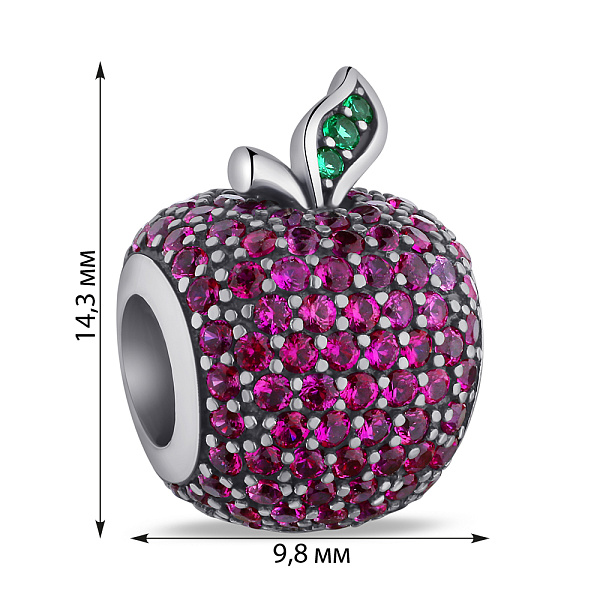 Серебряный шарм Яблоко (арт. 7903/П5ФРУ/7016) – изображение 2
