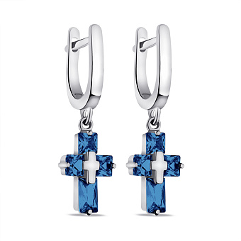 Серебряные серьги Крестики с альпинтами (арт. 7502/4644ас)