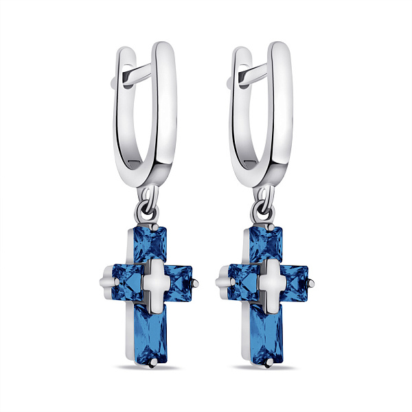 Серебряные серьги Крестики с альпинтами (арт. 7502/4644ас) – изображение 1