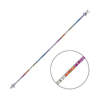 Фото Серебряный теннисный браслет с разноцветными фианитами (арт. 7509/1844/3ацв)