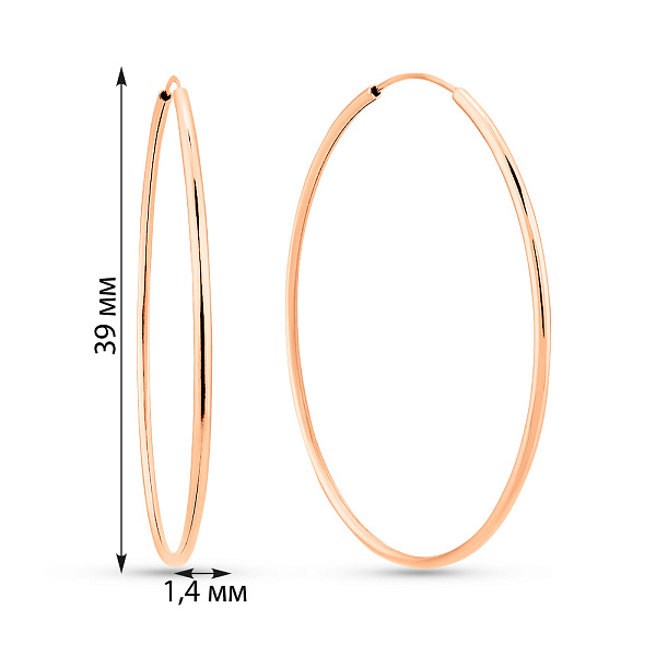 Золотые серьги-кольца без камней (арт. 121900/40) – изображение 3