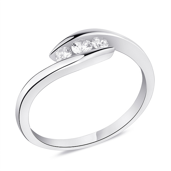 Срібна каблучка з трьома фіанітами  (арт. 7501/5695) – зображення 1