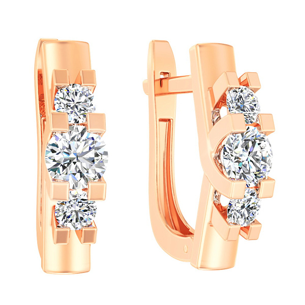 Золотые серьги с фианитами (арт. 117400) – изображение 1