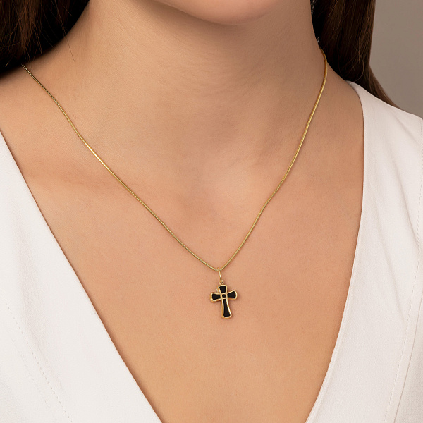 Золотой крестик Francelli с ониксом (арт. 424943/1жо) – изображение 2