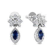 Фото Золотые серьги с сапфиром и бриллиантами (арт. Т011923бс)