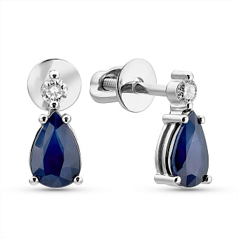 Фото Золоті сережки з сапфіром і діамантами  (арт. Т011763бс)