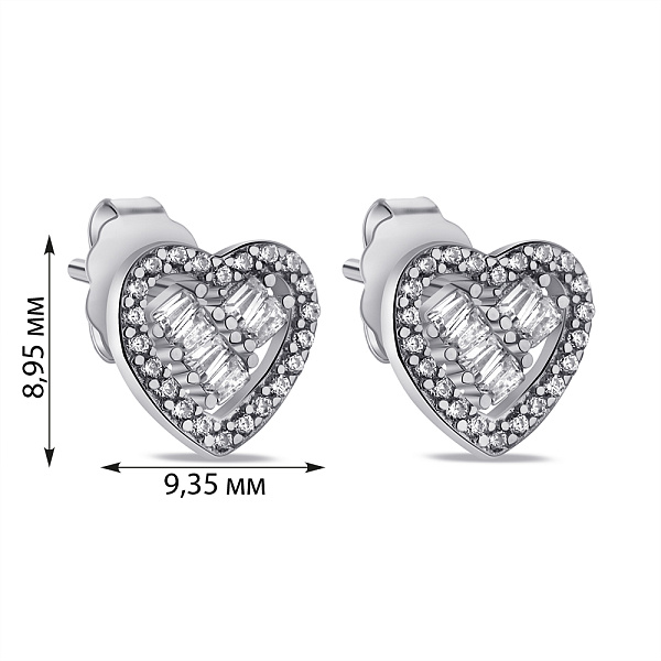 Серебряные серьги Сердечки с фианитами (арт. 7518/6803) – изображение 2
