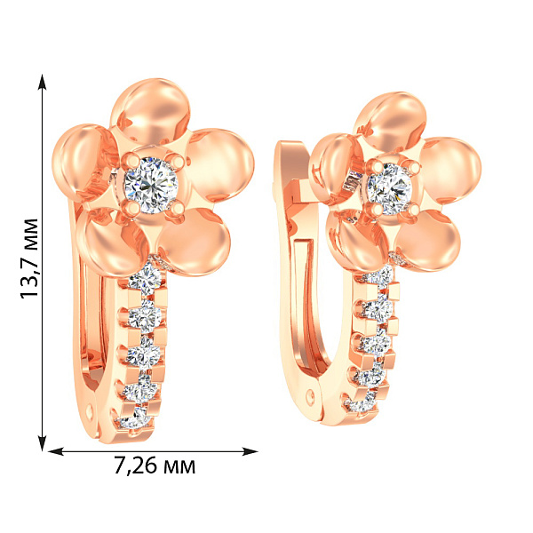 Дитячі золоті сережки «Квіточки» з фіанітами (арт. 110479) – зображення 2