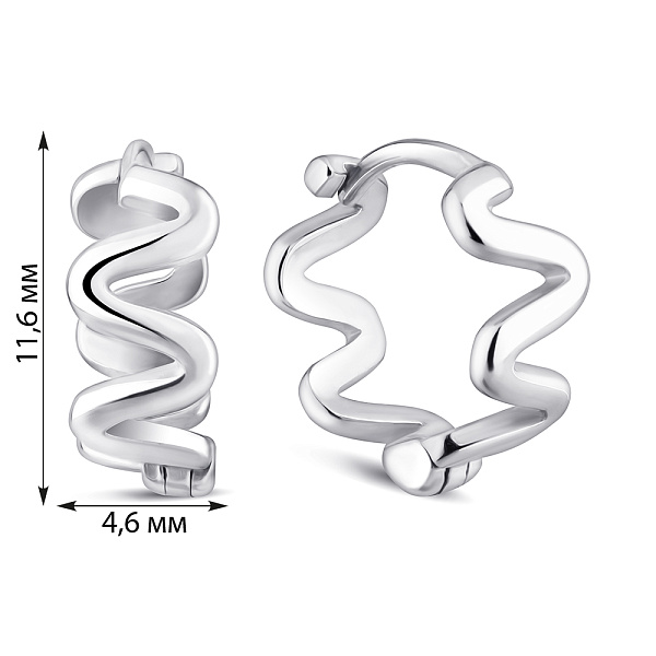 Серебряные серьги-конго без камней (арт. 7502/10033/10) – изображение 2