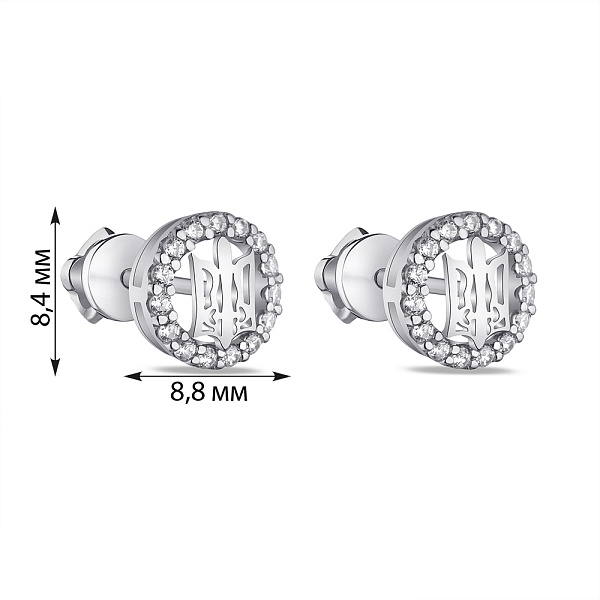 Серьги-пусеты из серебра Герб Украины-Трезубец (арт. 7518/1917) – изображение 2