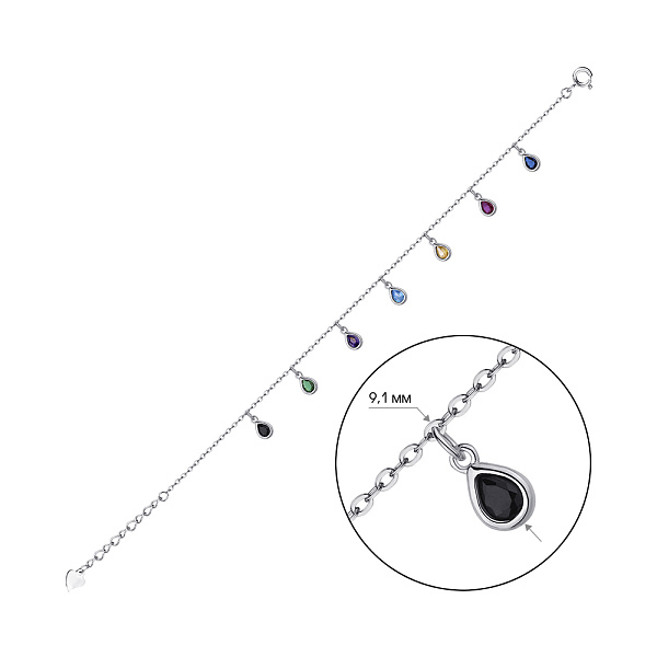 Серебряный браслет с подвесками и альпинитами (арт. 7509/3979ацв) – изображение 2