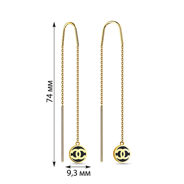 Серьги-протяжки из желтого золота (арт. 1091184жеч) – изображение 2