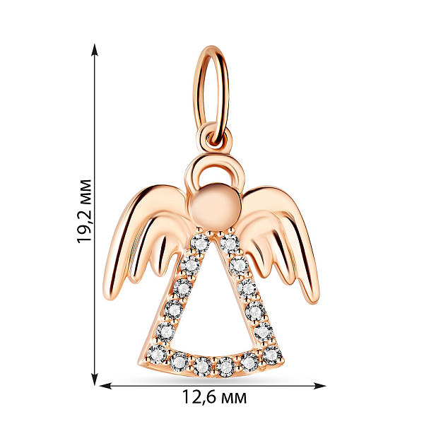Кулон «Ангел» из красного золота с фианитами (арт. 424245) – изображение 2