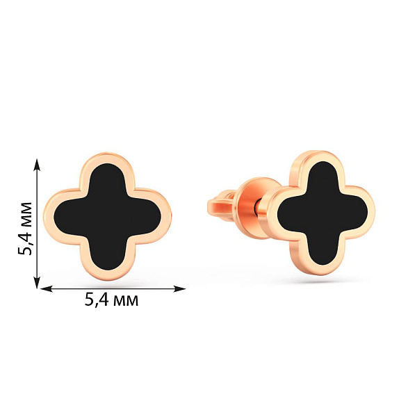 Золоті сережки-пусети з емаллю (арт. 111212еч) – зображення 2