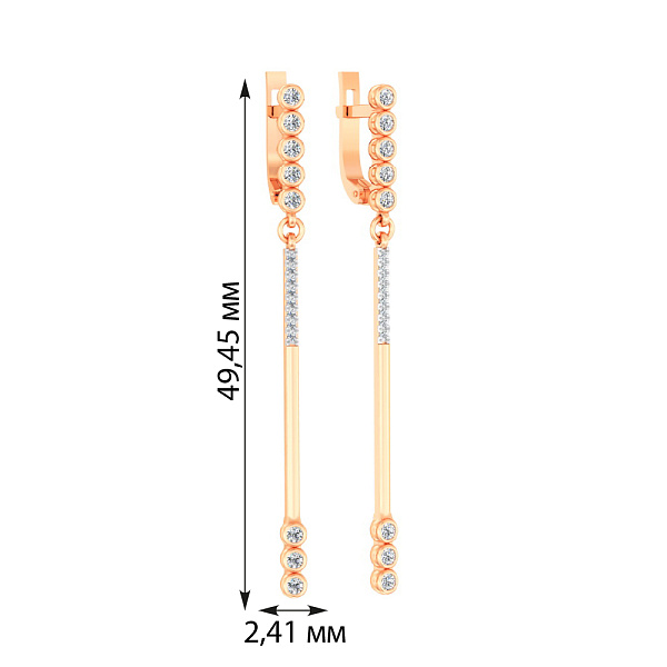 Золотые серьги подвески с фианитами (арт. 110584) – изображение 2