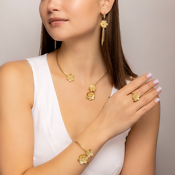 Золотые серьги Francelli Цветы (арт. 1091681ж) – изображение 6