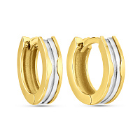 Сережки кільця з жовтого та білого золота (арт. 103694/10жб)