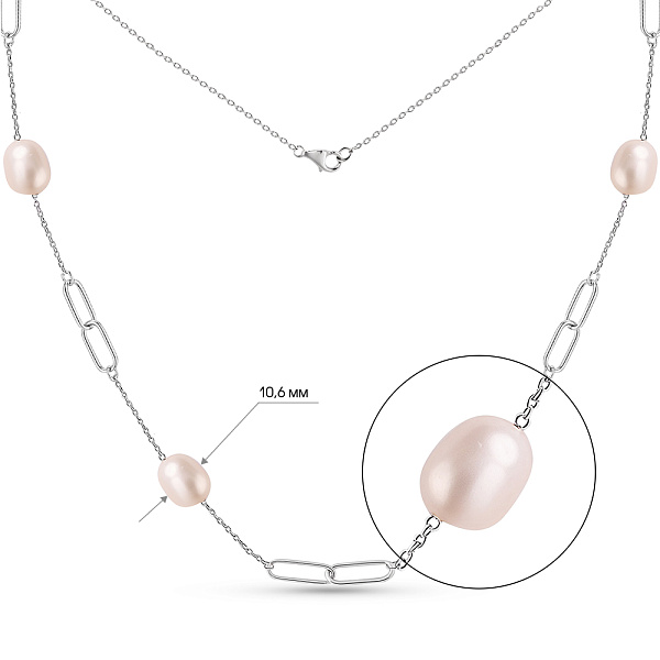 Срібне кольє з перлинами (арт. 7507/2185185жб) – зображення 2