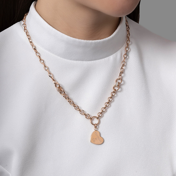 Колье Сердце из красного золота с фианитами (арт. 353020) – изображение 2