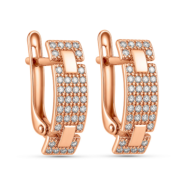 Серьги из красного золота с дорожкой из фианитов (арт. 420280) – изображение 1
