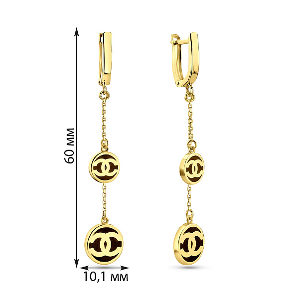 Серьги с желтого золота с эмалью (арт. 107320жеч) – изображение 2