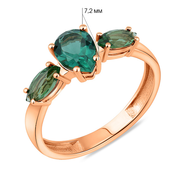 Золота каблучка з зеленим кварцом (арт. 141363Пз) – зображення 4