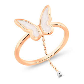 Золотое кольцо Бабочки с подвеской (арт. 141221еп)