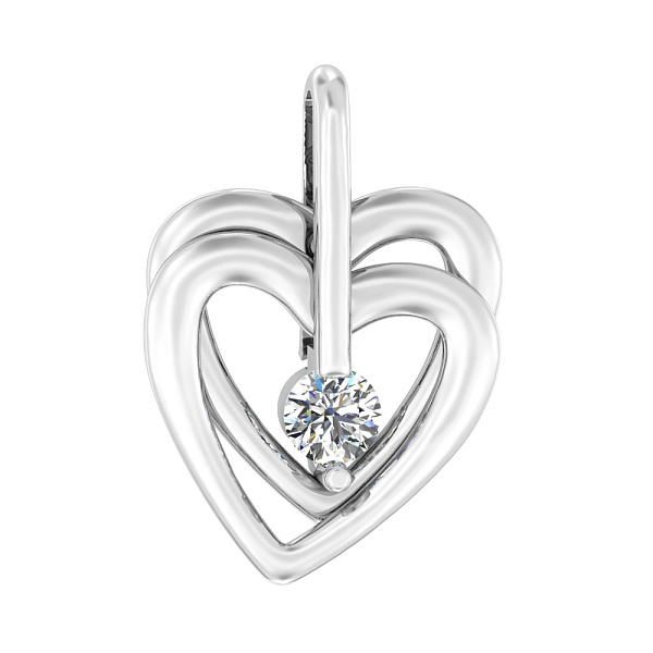 Золота підвіска Два серця з фіанітом (арт. 440353б) – зображення 1