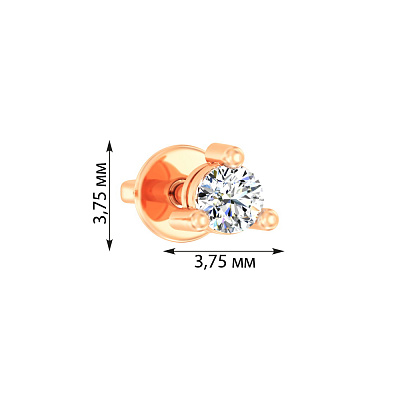 Одиночная серьга из красного золота с бриллиантом   (арт. Т011237010Я)